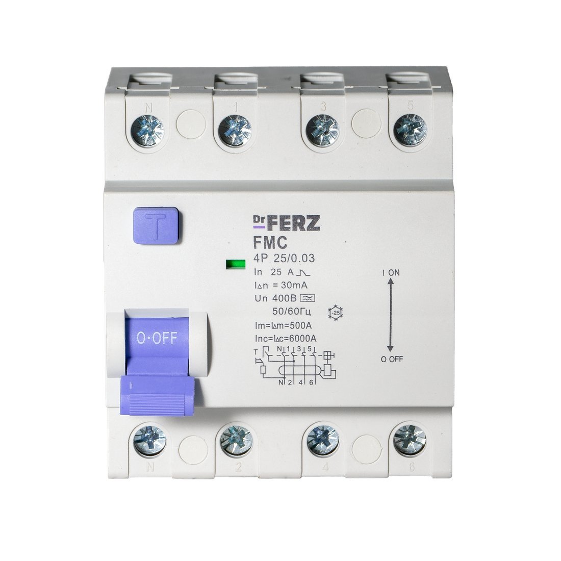 Устройство защитного отключения Dr.Ferz FMC-3P+N 25A 30mA 6kA A 4M 22100299FERZ