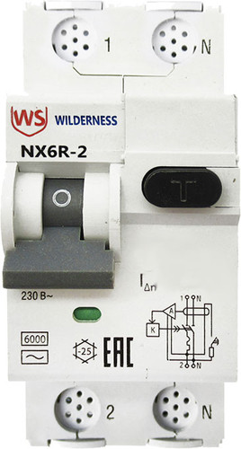 Дифференциальный автомат Wilderness NX6R 1P+N C40 100mA AC 6kA NX6R-2-040C-100AC