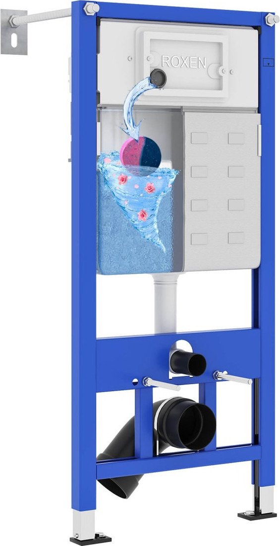 Унитаз подвесной Roxen Porto в комплекте с инсталляцией StounFix Dual Fresh 6 в 1 968015 (кнопка: золото глянцевое )