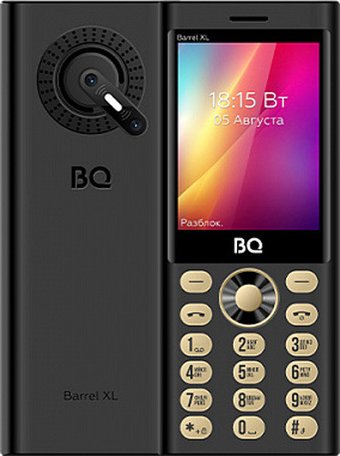 Кнопочный телефон BQ BQ-2832 Barrel XL (черный/золотистый)