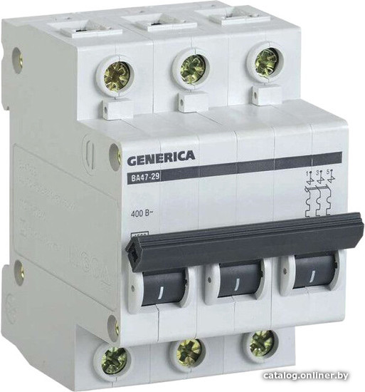 Выключатель автоматический Generica ВА 47-29 3Р 50А 4.5кА MVA25-3-050-C Выключатель автоматический Generica ВА 47-29 3Р 50А 4.5кА MVA25-3-050-C