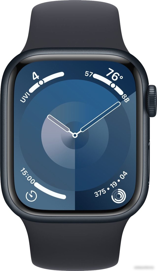 Умные часы Apple Watch Series 9 41 мм (алюминиевый корпус, полуночный/полуночный, спортивный силиконовый ремешок S/M)