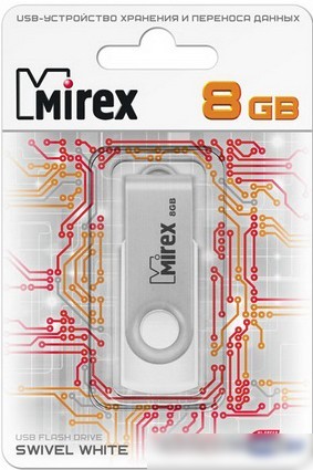 USB Flash Mirex SWIVEL WHITE 8GB (13600-FMUSWT08)