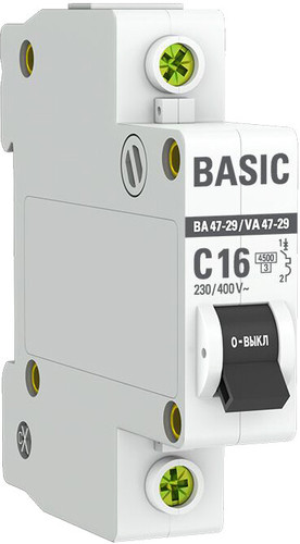 Выключатель автоматический EKF ВА 47-29 1P 16A (C) 4.5кА mcb4729-1-16C
