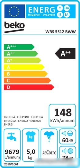 Стиральная машина BEKO WRS 5512 BWW