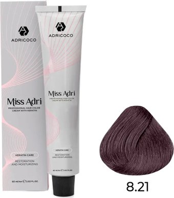 Крем-краска Adricoco Miss Adri 8.21 (100мл, светлый блонд фиолетовый пепельный)