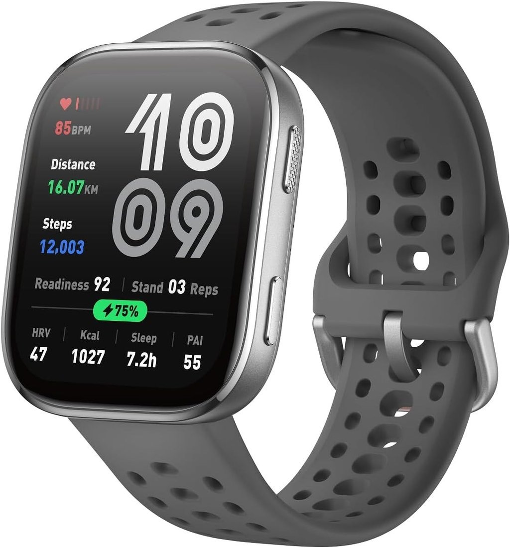 Умные часы Amazfit Bip 6 (серебристый, с серым силиконовым ремешком)
