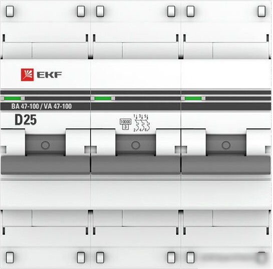 Выключатель автоматический EKF PROxima BA 47-100 3P 25A (D) 10kA mcb47100-3-25D-pro