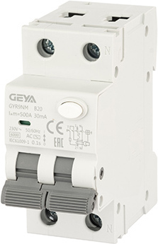Дифференциальный автомат GEYA GYR9N 1P+N 20A B 6кА 30 мА AC GYR9NMB2030MA