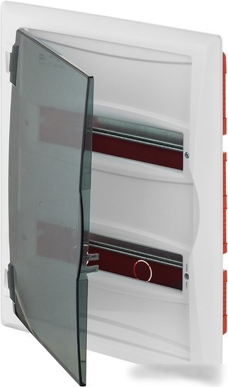 Бокс пластиковый Elektro-Plast Eco Box 2x12M, N/PE 3x 2x16+7x10mm2, дымчатая пласт. дверь, белый RAL9003, 430x350x95mm, IP40