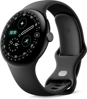 Умные часы Google Pixel Watch 4 45 мм (черный матовый/обсидиан, спортивный силиконовый ремешок)