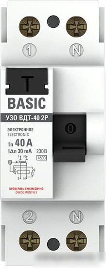 Устройство защитного отключения EKF Basic ВД-40 2P 40А 30мА elcb-2-40-30e-sim