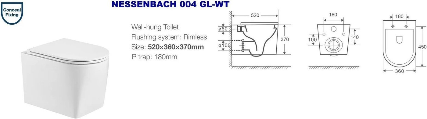 Унитаз подвесной WeltWasser Marberg 507 + Nesenbach 004 GL-WT + Mar 507 SE-CR