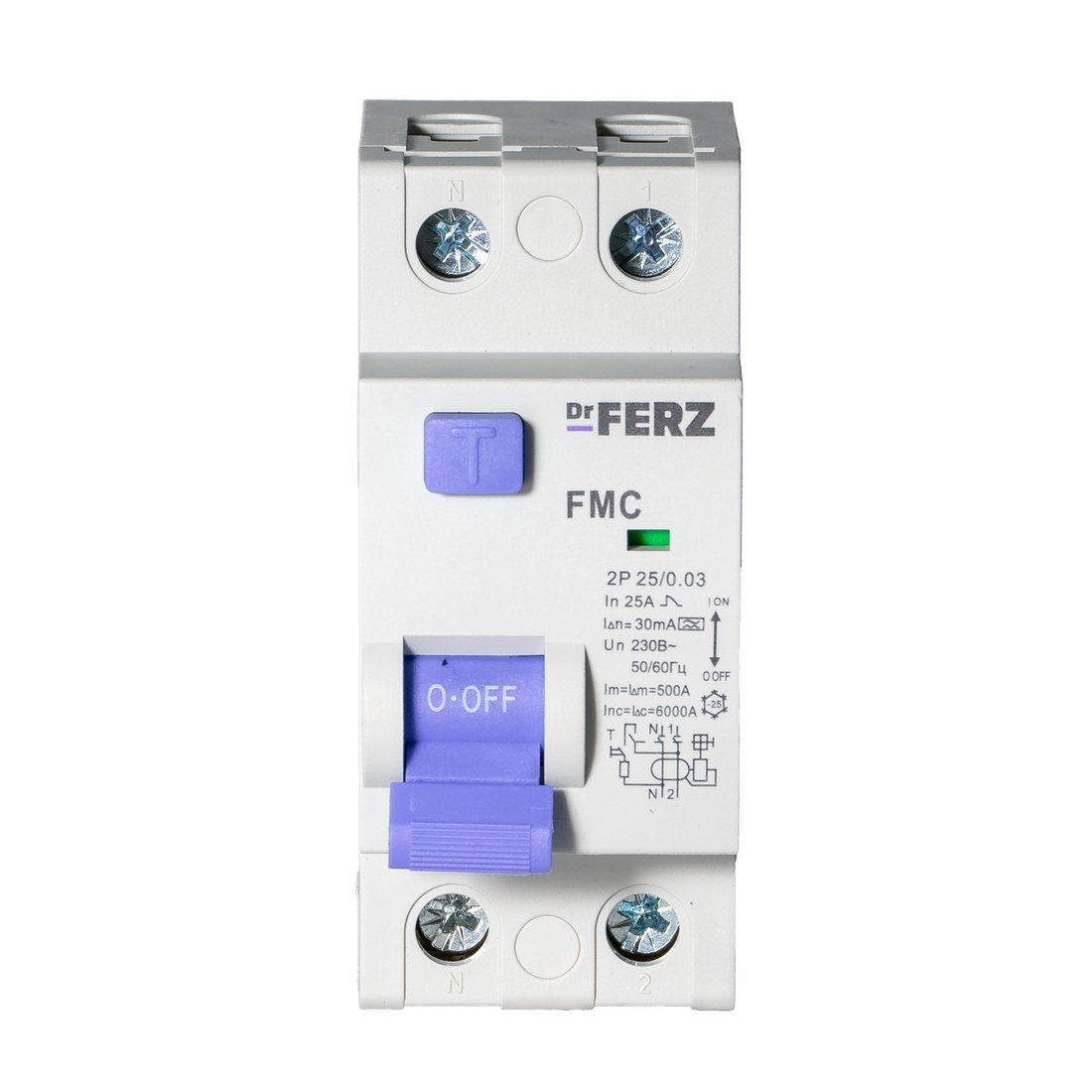 Устройство защитного отключения Dr.Ferz FMC-1P+N 25A 30mA 6kA A 2M 22100296FERZ