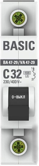 Выключатель автоматический EKF ВА 47-29 1P 32А (C) 4.5кА mcb4729-1-32C