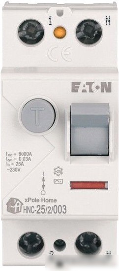 Устройство защитного отключения Eaton HNC-252003 2Р 25А 6кА 30мА АС 2М 194690