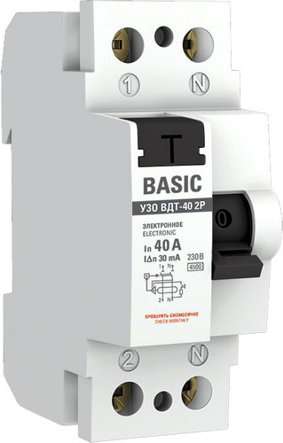 Устройство защитного отключения EKF Basic ВД-40 2P 40А 30мА elcb-2-40-30e-sim