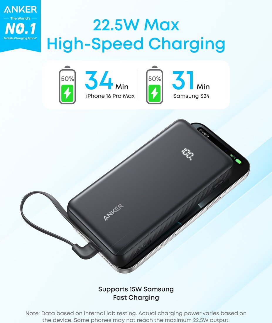 Внешний аккумулятор Anker Zolo A110EH 22.5W 20000mAh (белый)