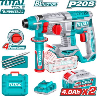Перфоратор Total TRHLI212282 (с 2-мя АКБ, кейс)