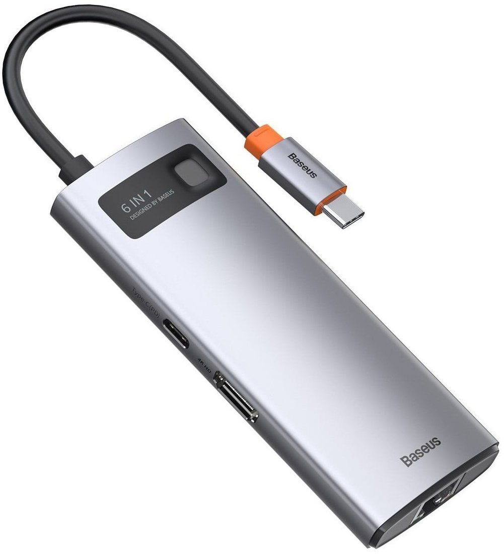 Док-станция Baseus Metal Gleam Series 6-in-1 Multifunctional USB Type C CAHUB-CW0G