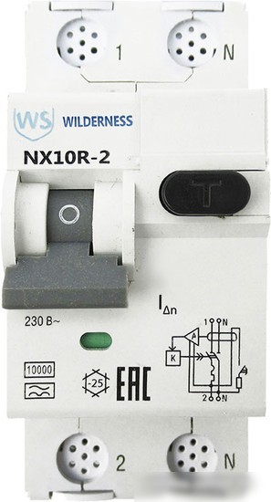 Дифференциальный автомат Wilderness NX10R 1P+N C40 100mA AC 10kA NX10R-2-040C-100AC