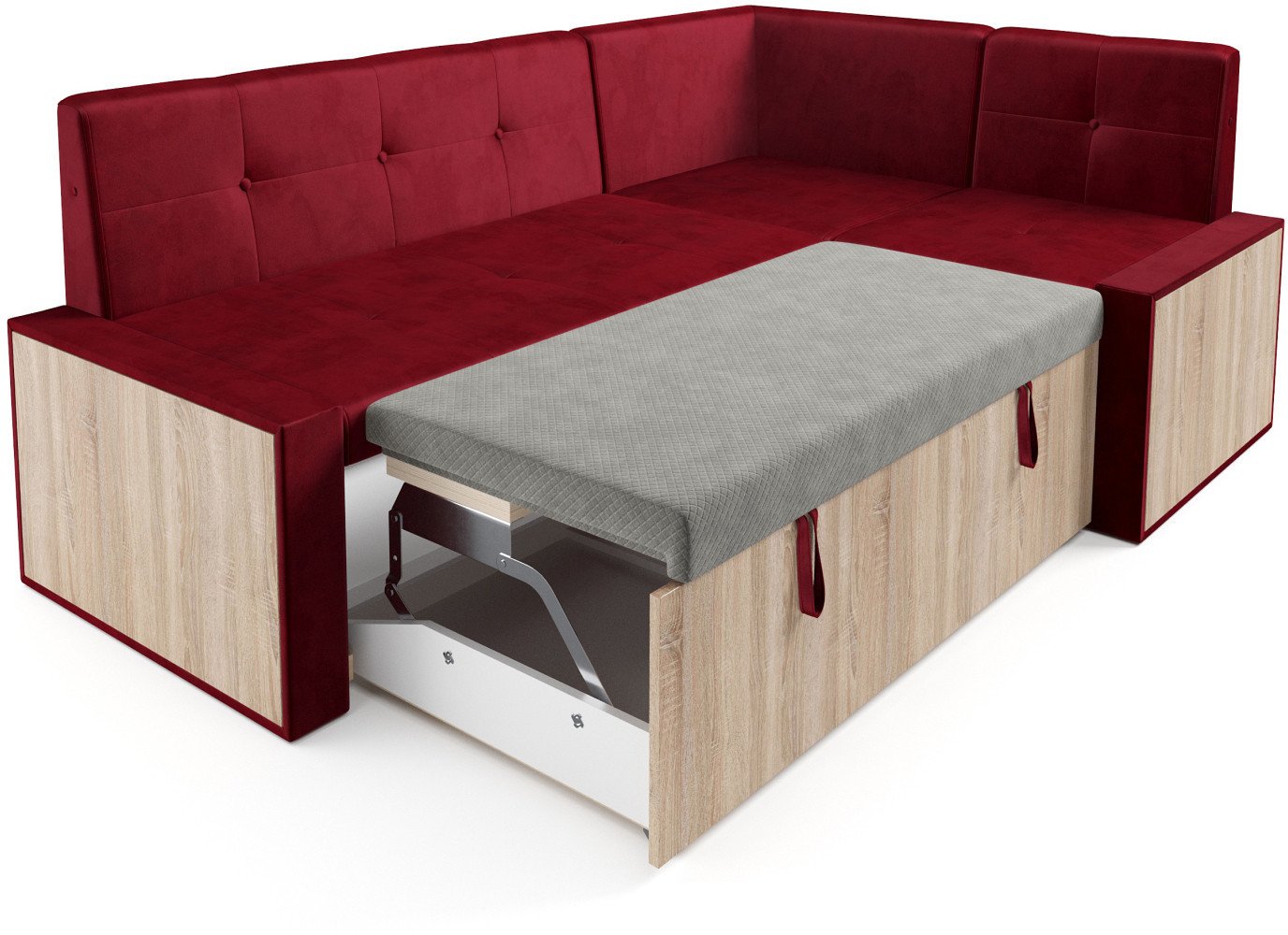 Угловой диван Мебель-АРС Таллин 191x83x121 (бархат красный Star Velvet 3 Dark Red)