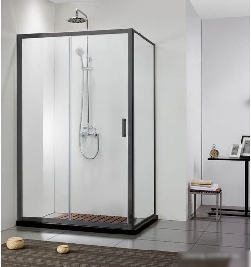 Душевая стенка Aquatek AQ ARI WA 08020BL 80x200 (черный/прозрачное стекло)