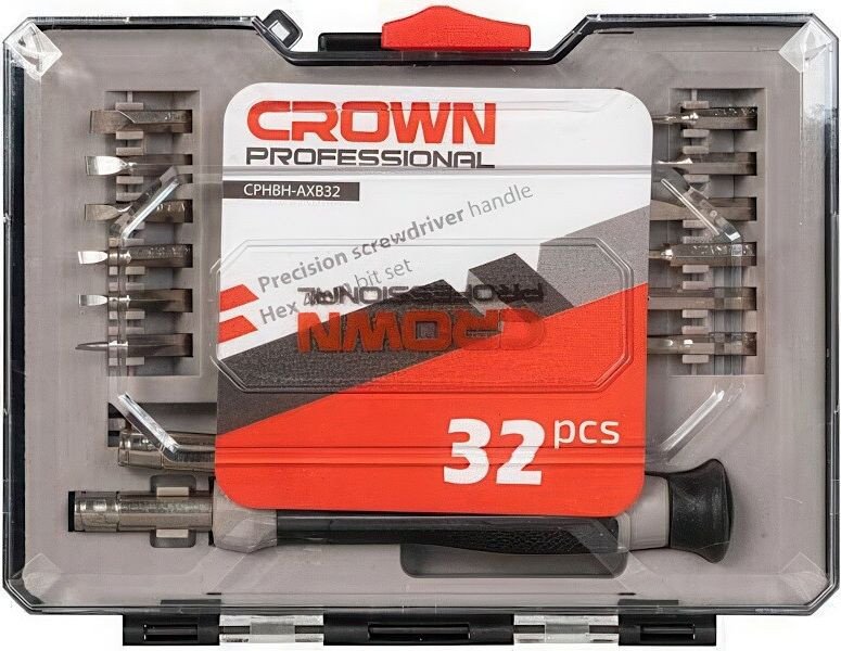 Набор отвертка с битами и головками Crown CPHBH-AXB32