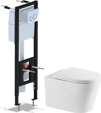 Унитаз подвесной Saniteco Tornado KW-9005WT + Ани Пласт WCP4131