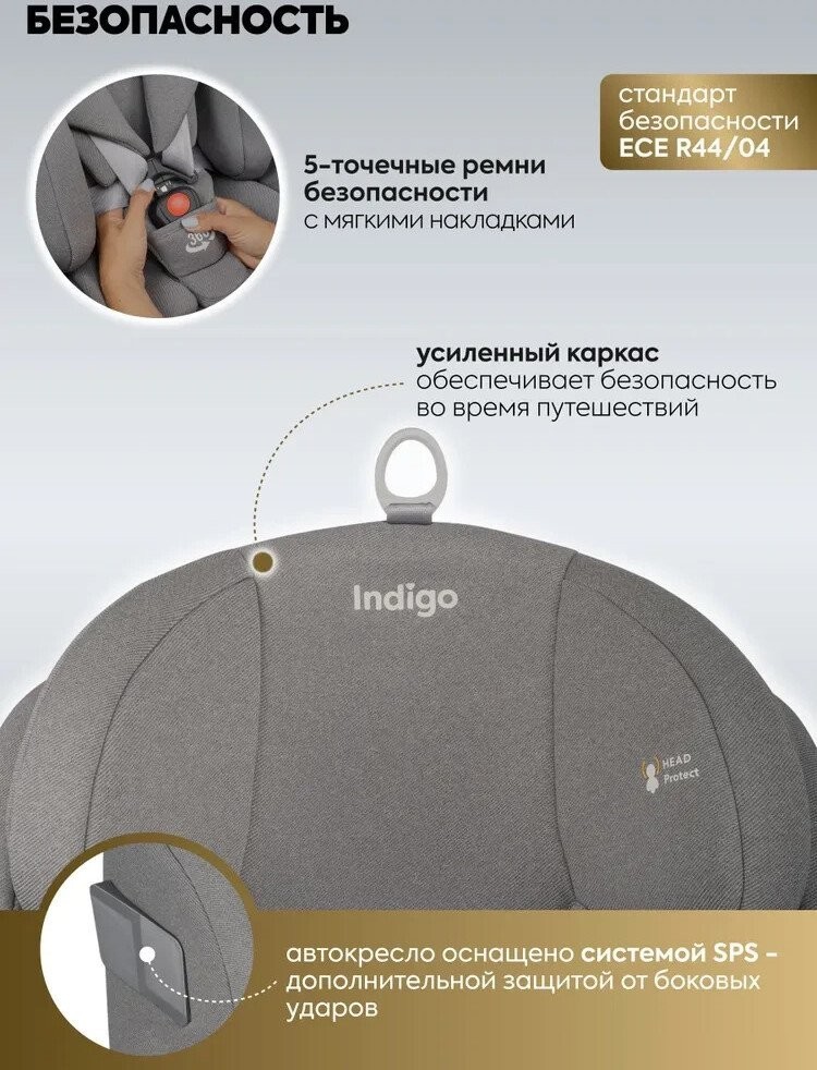 Детское автокресло Indigo Tourneo S Isofix (серый)