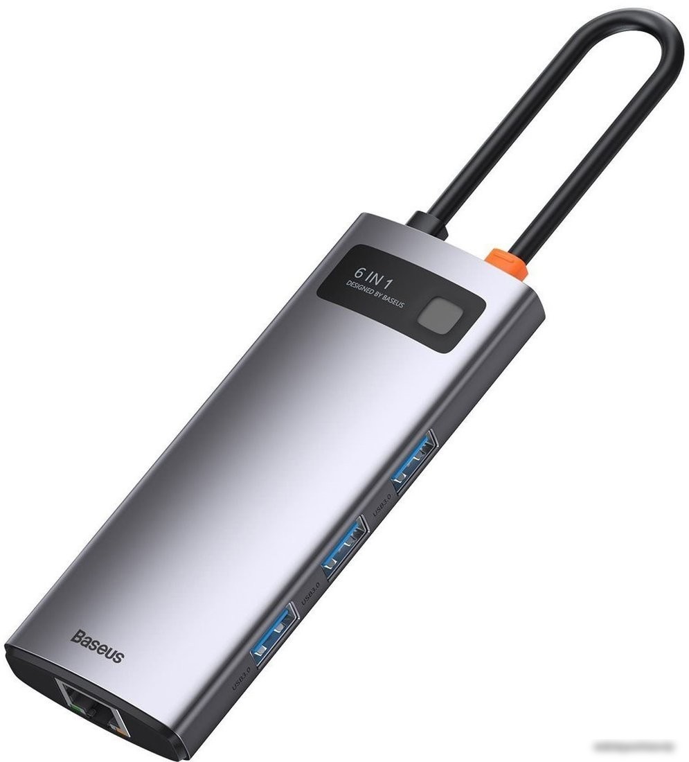 Док-станция Baseus Metal Gleam Series 6-in-1 Multifunctional USB Type C CAHUB-CW0G