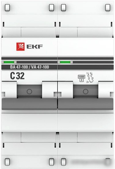 Выключатель автоматический EKF PROxima 2P 32А (C) 10kA ВА 47-100 mcb47100-2-32C-pro