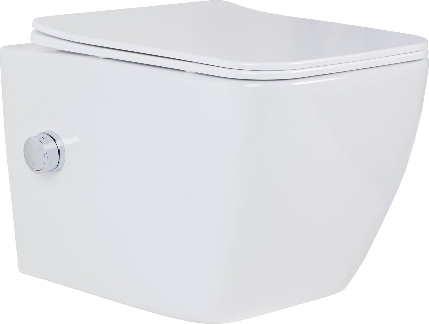 Унитаз подвесной Roxen Cube Tornado Bidet в комплекте с инсталляцией StounFix Dual Fresh 6 в 1 868599 (кнопка: оружейная сталь матовая)