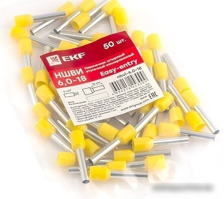 Наконечник-гильза для кабеля EKF PROxima Nhvi-6.0-18 (50 шт)