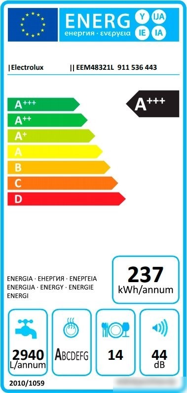 Встраиваемая посудомоечная машина Electrolux EEM48321L