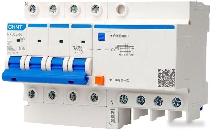 Дифференциальный автомат Chint NXBLE-63 4P C40 30мА AC 6кА (R) 982161
