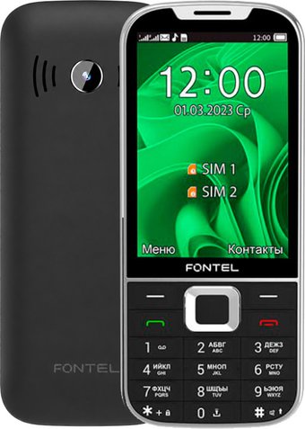 Кнопочный телефон Fontel FP350 (черный/серебристый)