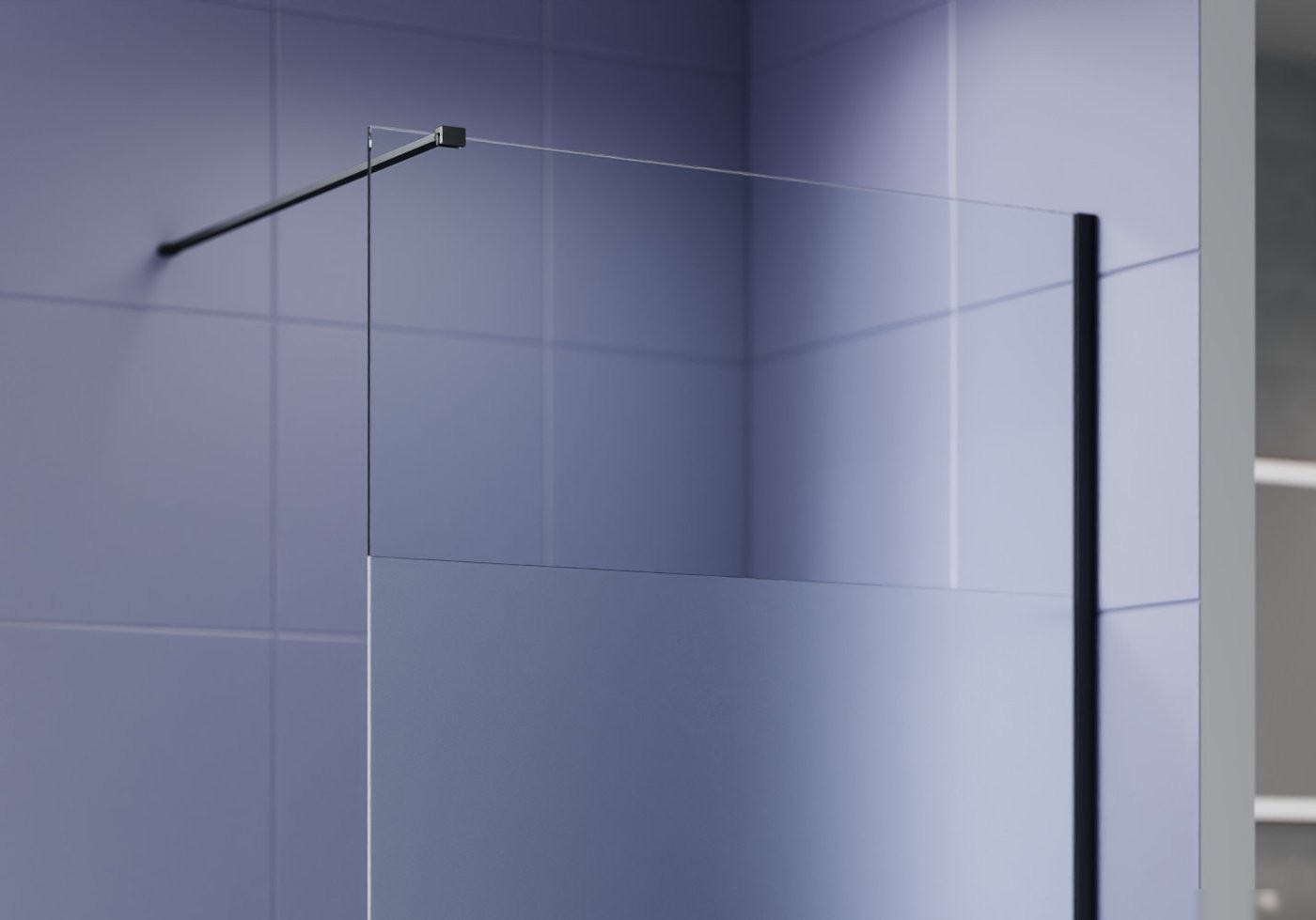 Душевая стенка Aquatek Walk in с держателем 120x200 AQ.WI.120.3BL (черный/прозрачное стекло)