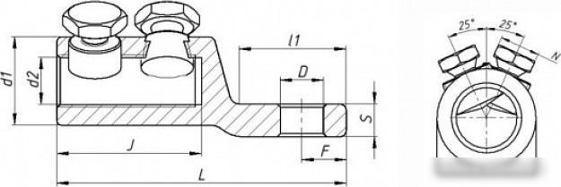 Наконечник для кабеля ЗЭТА 2НБВ-1-005 (25-50) zeta10552