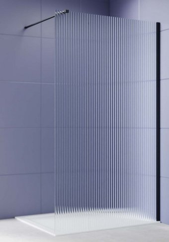 Душевая стенка Aquatek Walk in с держателем 140x200 AQ.WI.140.2BL (черный/прозрачное рифленое стекло)