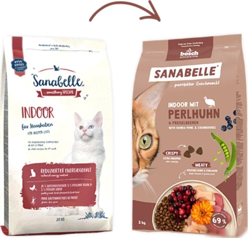 Сухой корм для кошек Bosch Sanabelle Indoor mit Perlhuhn & Preiselbeeren 8 кг
