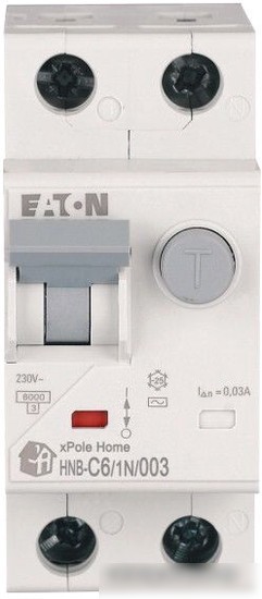 Дифференциальный автомат Eaton HNB-C61N003 1P+N 6А С 6кА 30мА АС 2М 195124