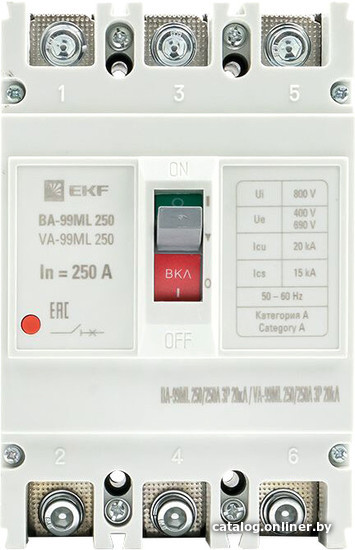 Выключатель автоматический EKF Basic ВА-99МL 250250А 3P 20кА mccb99-250-250mi