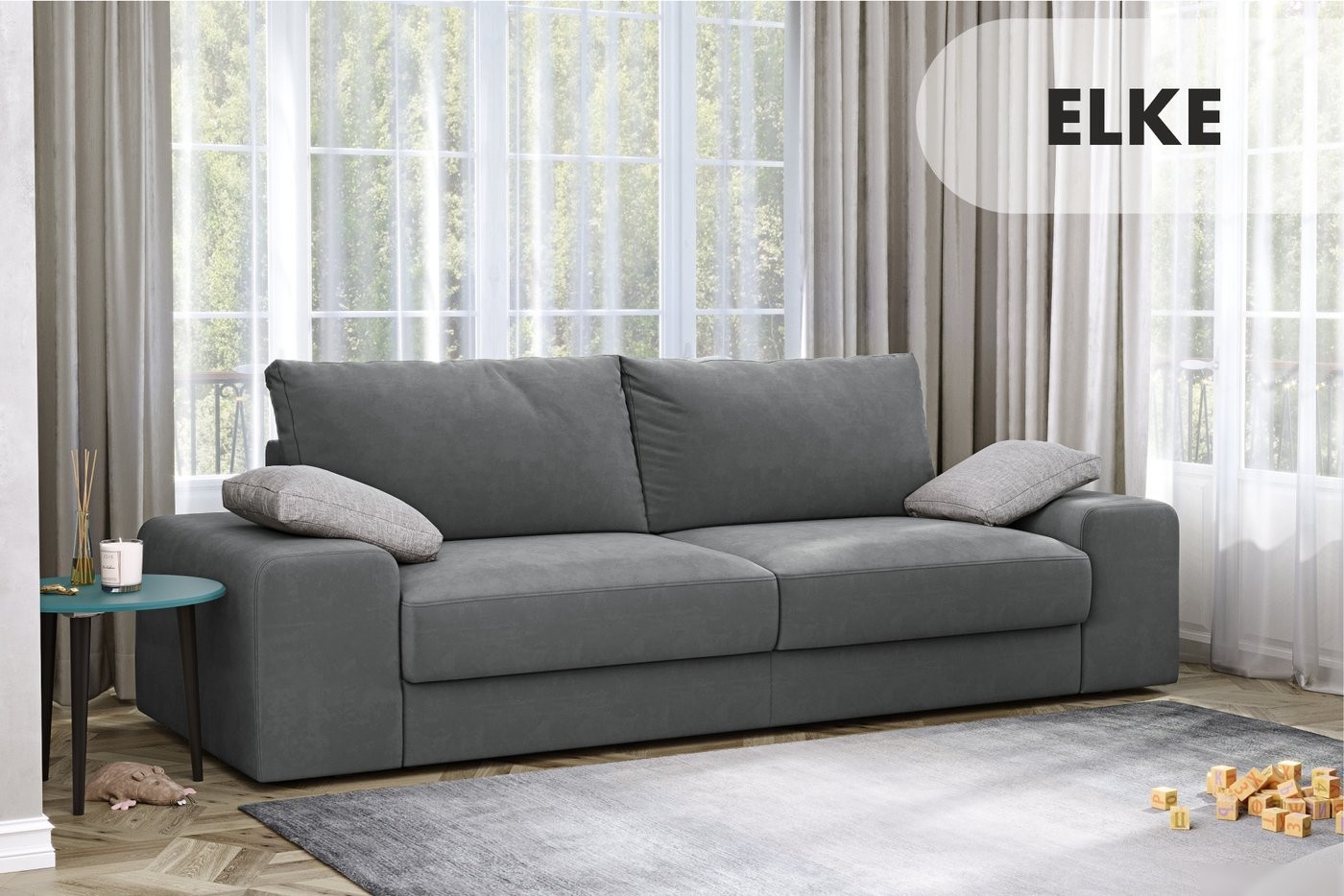 Диван Mio Tesoro Elke Base (Velutto 12 серый)