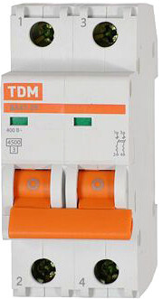 Выключатель автоматический TDM Electric ВА 47-29 2Р 1А (B) 4.5кА SQ0206-0017