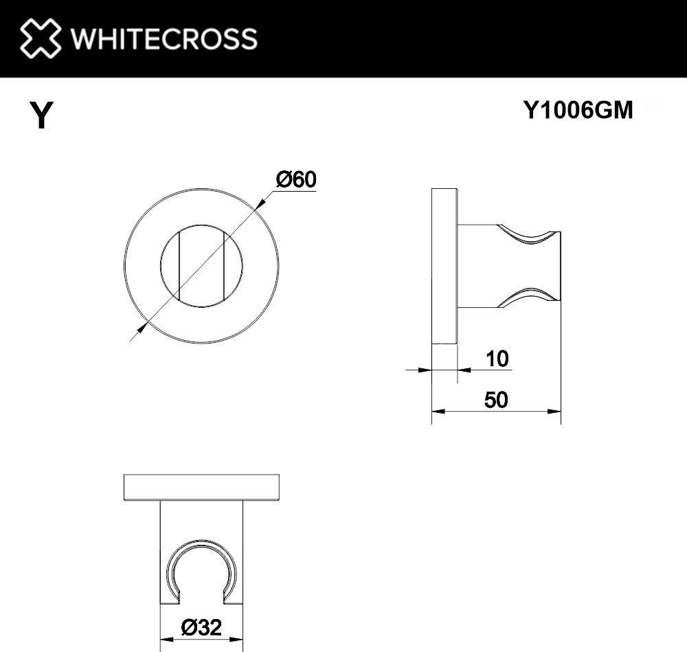 Держатель душевой лейки Whitecross Y1006GM (оружейная сталь)