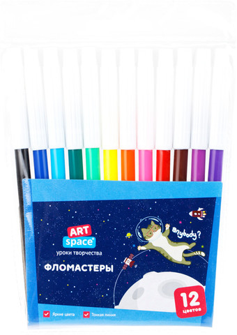 Фломастеры ArtSpace Космические приключения WCP12_26827 (12 цв)