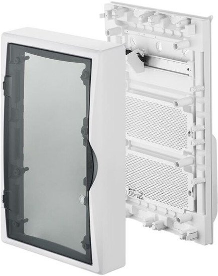Бокс пластиковый Elektro-Plast Eco Box мультимед, TS35+2x МП перф.118x270mm, дымчатая пласт. дверь, белый RAL9003, 560x354x107mm, IP40