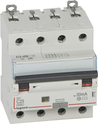 Дифференциальный автомат Legrand DX3 4P С 25A 30мА 6kА 4М 411188