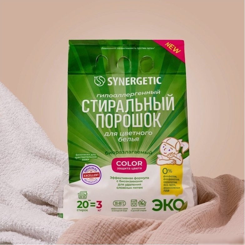 Стиральный порошок Synergetic Color Гипоаллергенный 3 кг